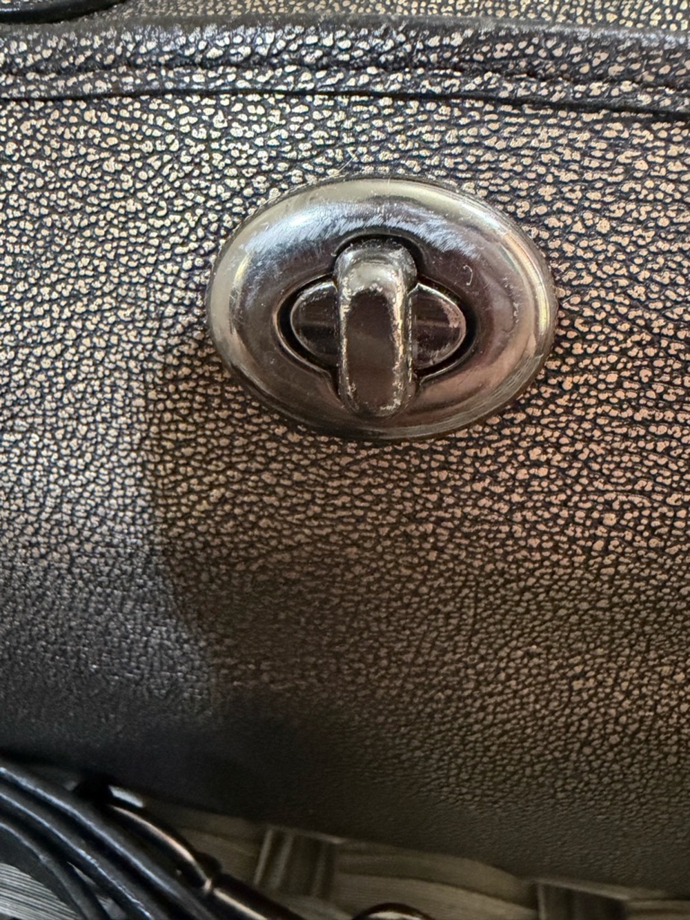 Coach Rhyder Satchel Metallic Two Tone Leather Brass Black - Style 33739 - Picture 12 of 16